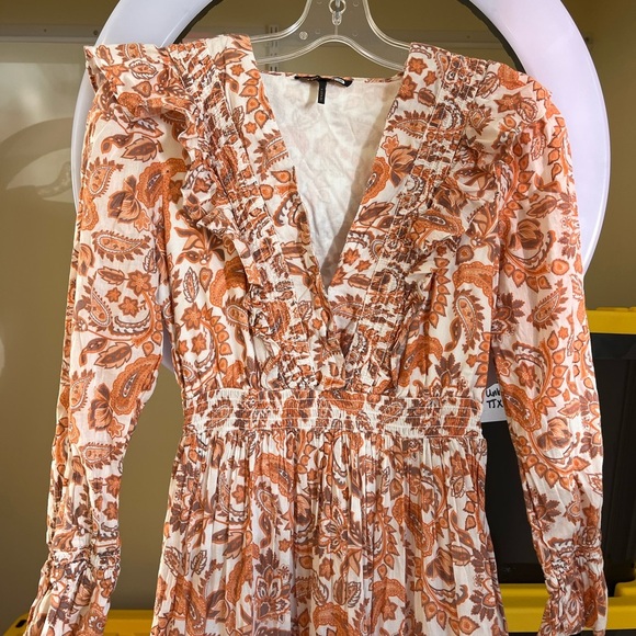 Maje Paisley Ruffled Maxi Dress Orange - Picture 8 of 12